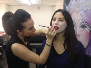 Karla Powell - Demonstrating the 'Perfect red lip'