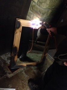 Burning the mirror for the 'Self Destruction' Shoot